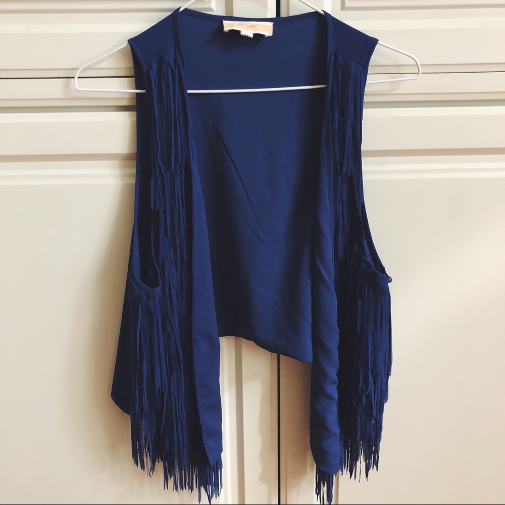 Deep Blue Fringe Vest